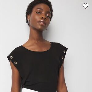 White House Black Market Black Muscle Tee with Grommets